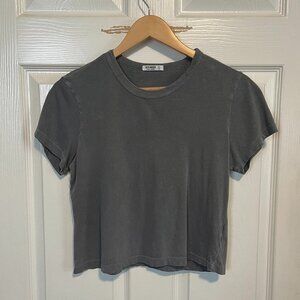 Buck Mason Washed Grey Short Sleeve Boxy Cropped Tee
